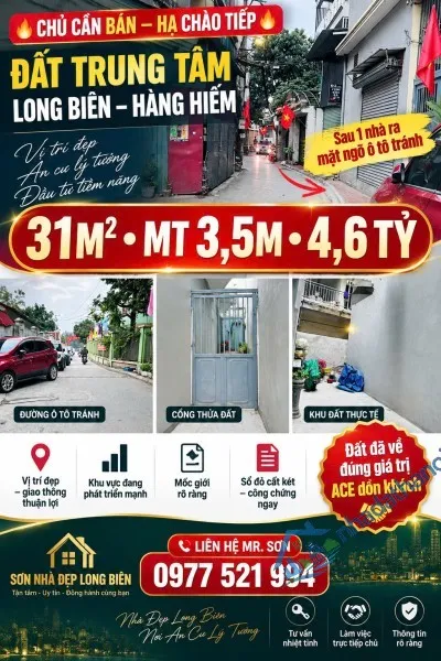 HÀNG HIẾM BÁN ĐẤT NGUYỄN VĂN LINH, LONG BIÊN  SAU 1 NHÀ RA Ô TÔ TRÁNH  KHU VỰC ĐANG PHÁT TRIỂN