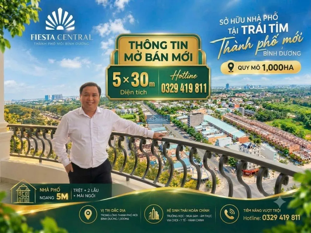 fiesta central becamex bình dương 0329419811 – nhà phố 2 mặt tiền chỉ 4,6 tỷ/căn - 0329419811