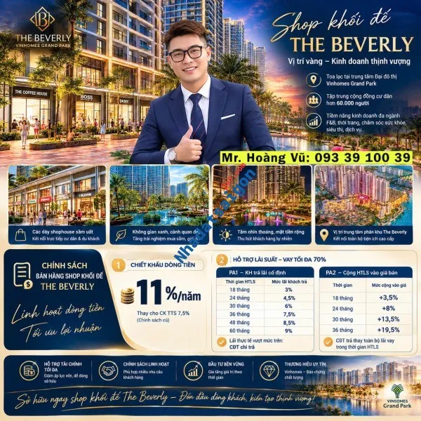 Một mặt bằng hai chiến lược Shophouse Beverly Vinhome Quận 9 lời ngay 5%: từ 129 triệu/m2