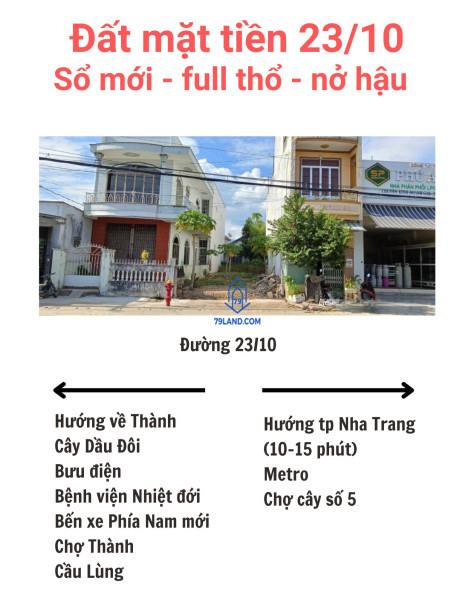 Bán đất 23/10 xã Diên An Diên Khánh. Gần cây Dầu Đôi, tuyến kinh doanh chính. Gần trường, chợ