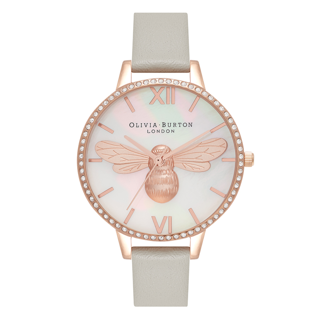 Lucky Bee Women's White Mother Of Pearl Dial Watch