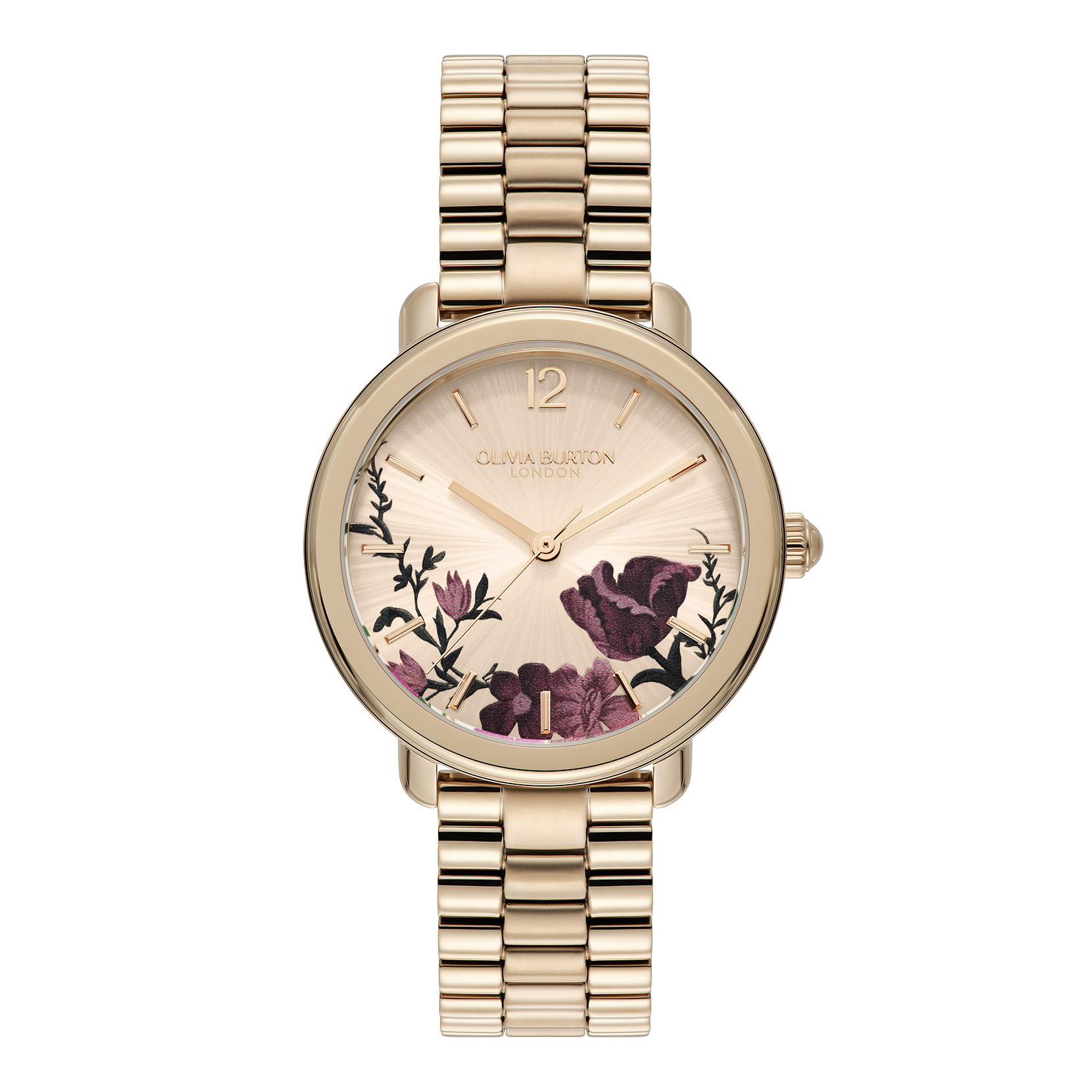 36mm Vintage Floral Rose Gold Bracelet Watch 