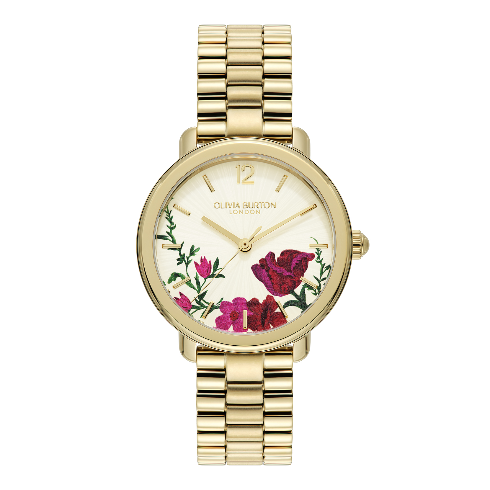 36mm Vintage Floral Gold Bracelet Watch 
