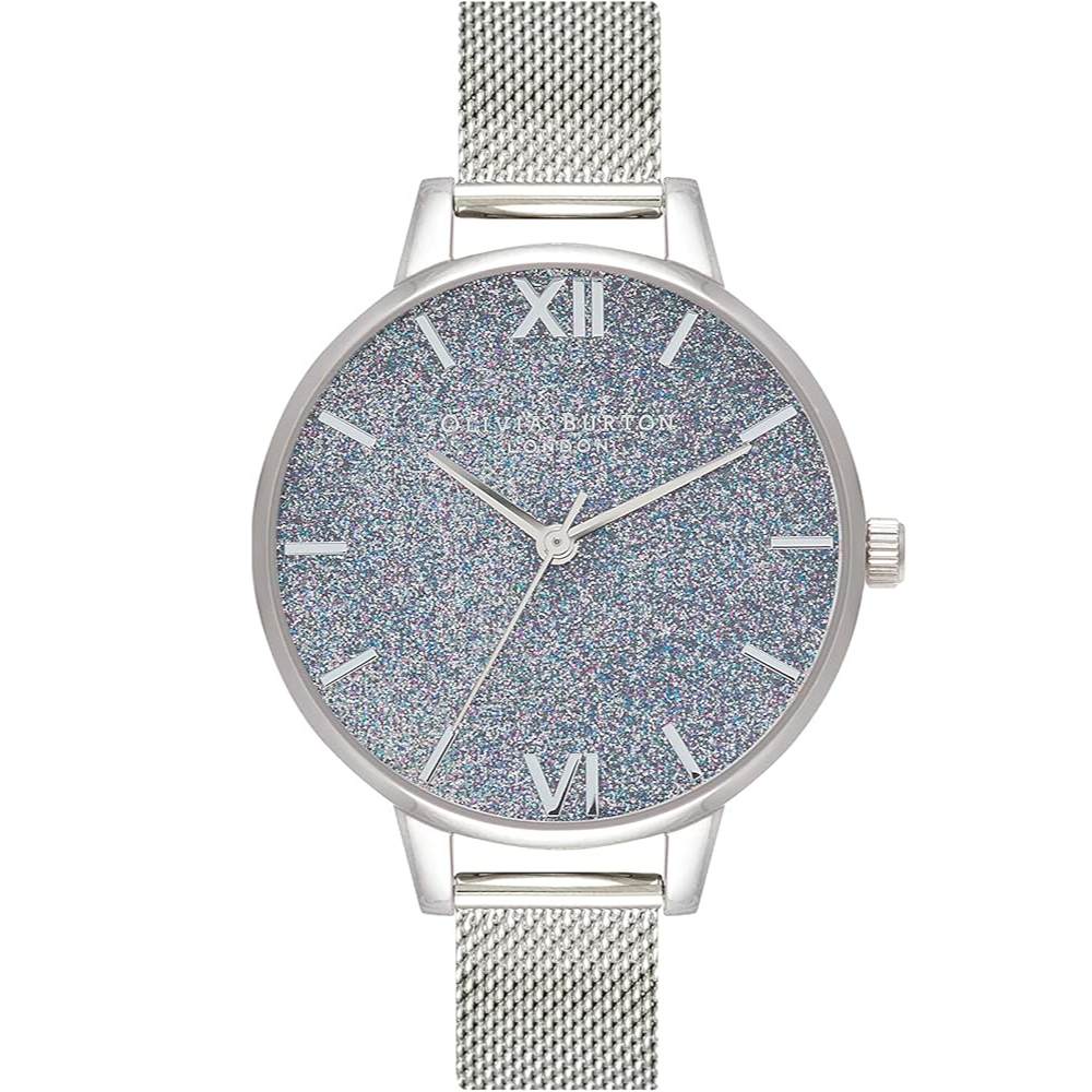 34mm Blue & Silver Mesh Watch 