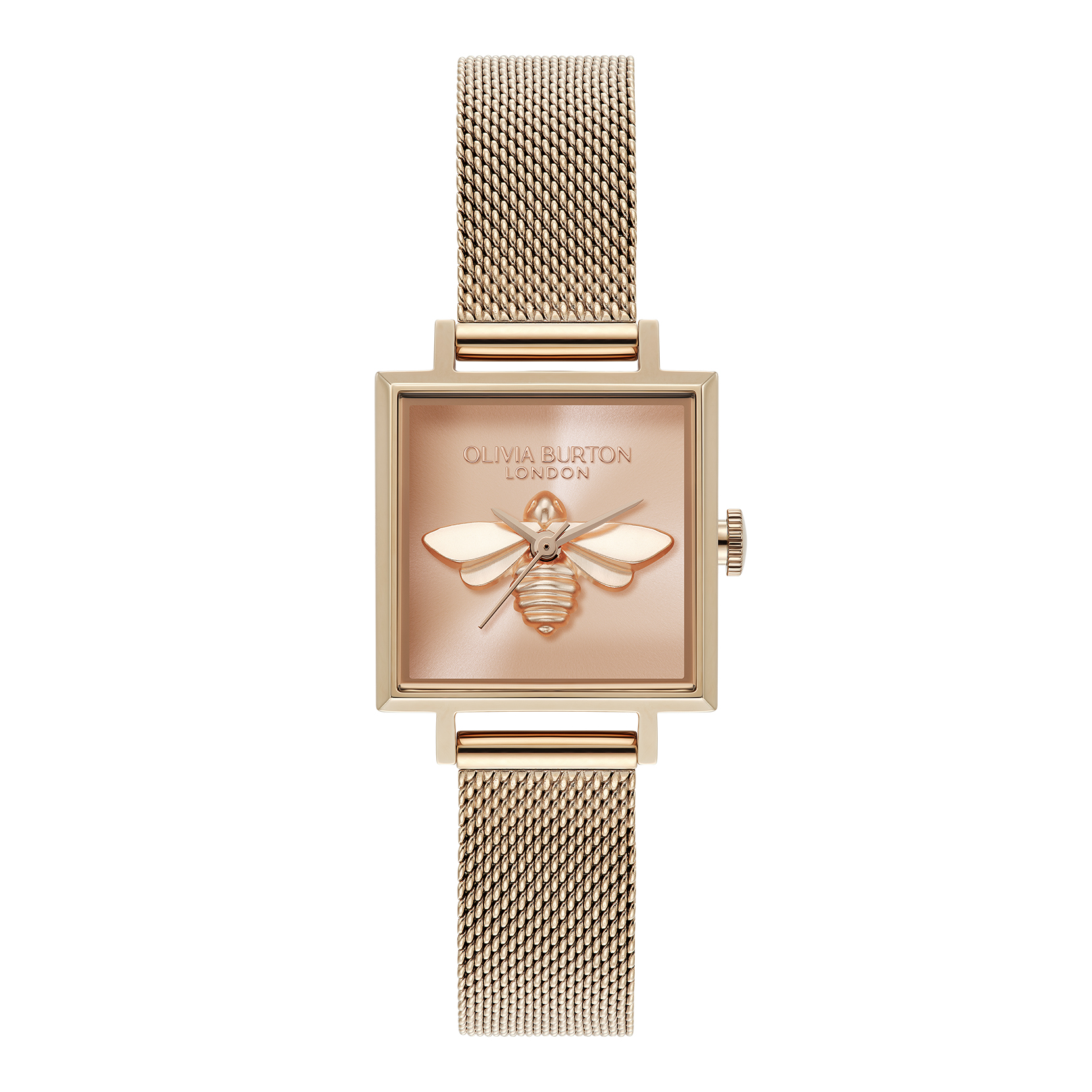 22.5mm Bee Tank Tonal Dial Rose Gold Mesh Strap