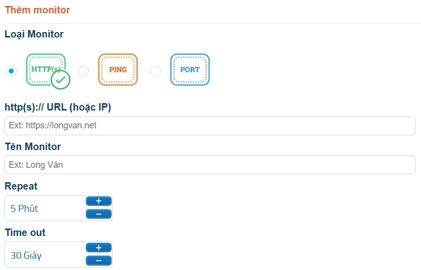 Giao diện URL Monitor