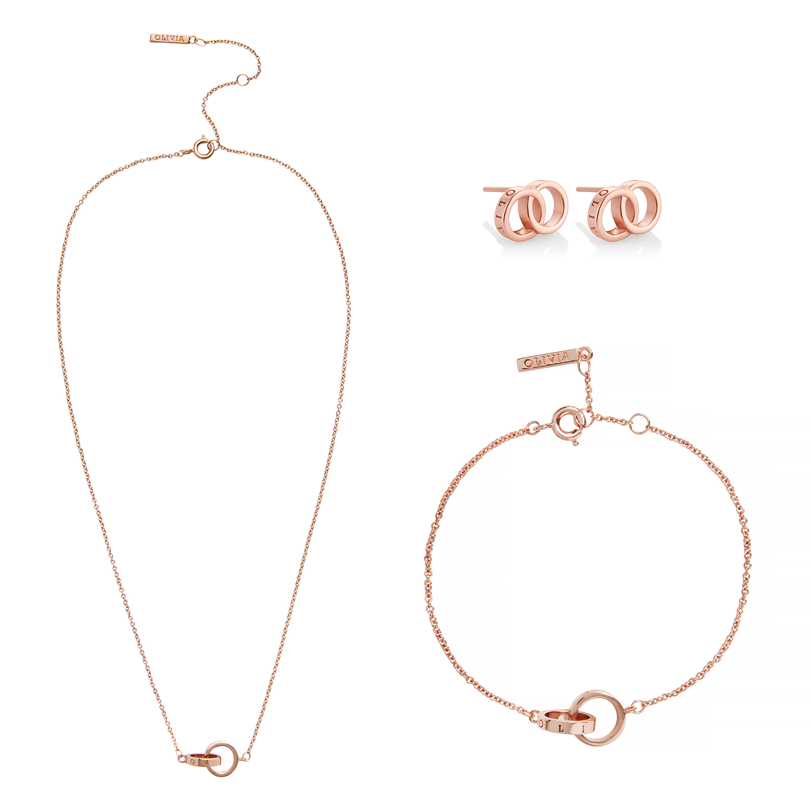 Classics Earrings, Necklace and Bracelet Set, Rose