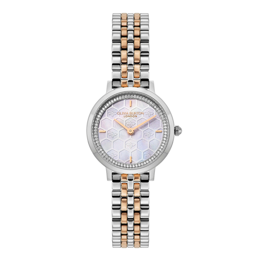 28mm Honeycomb Ultra Slim Dove Grey & Two Tone Bracelet Watch