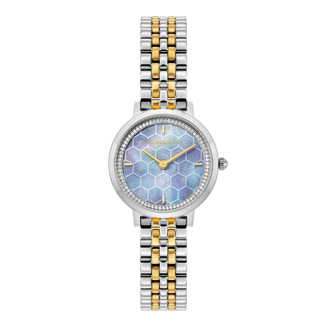 28mm Honeycomb Ultra Slim Chalk Blue & Two Tone Bracelet Watch