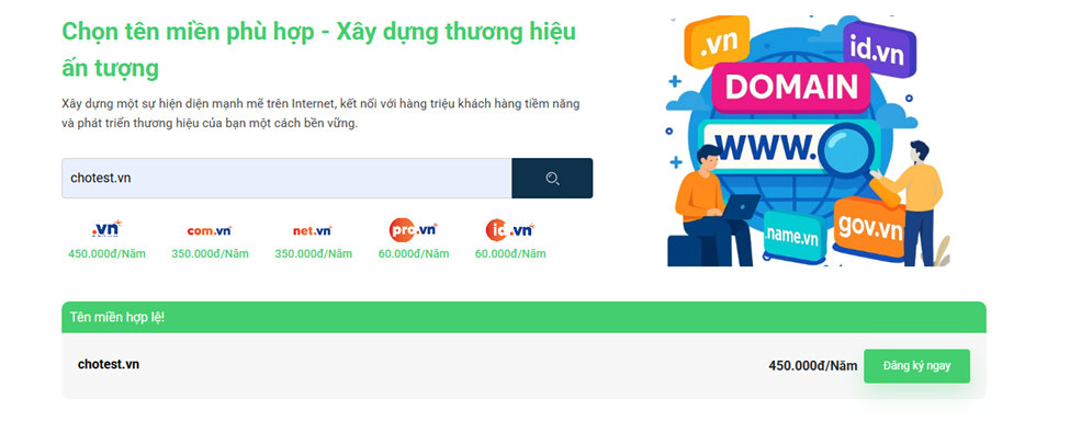Tìm kiếm tên miền phù hợp