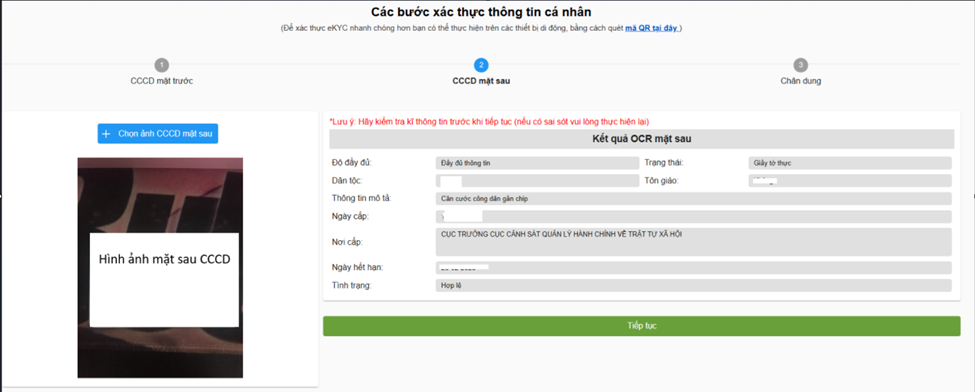Mặt sau CCCD