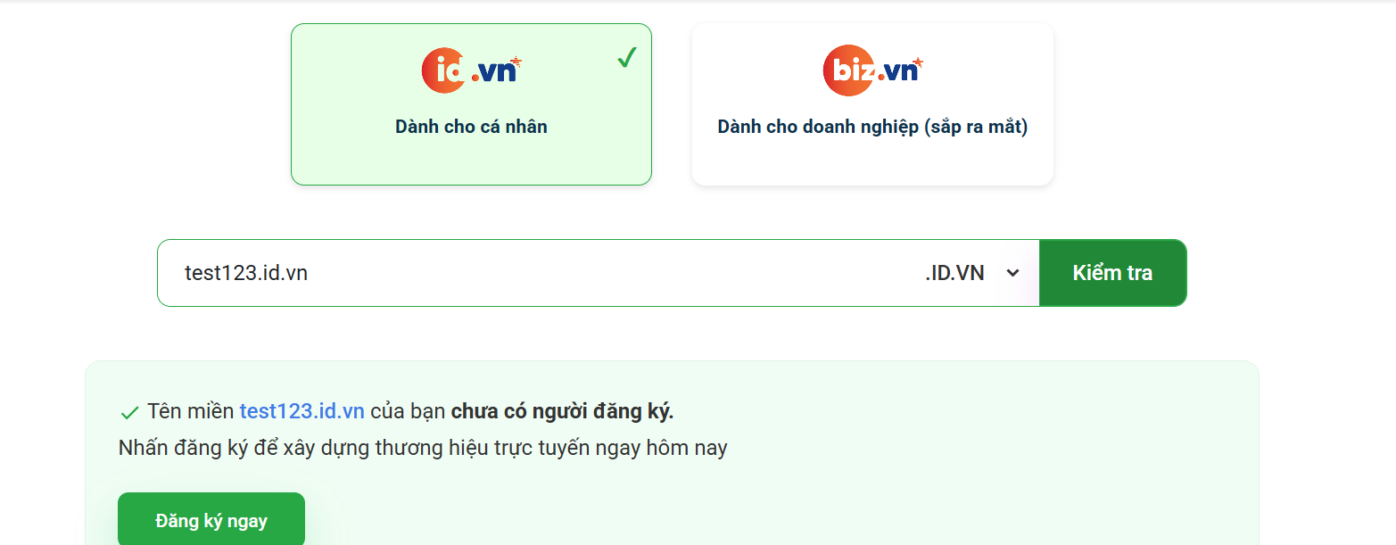 Lựa chọn tên miền để đăng ký
