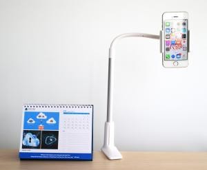 Kẹp máy tính bảng, điện thoại < 7-inch gắn bàn, giường, màu(trắng)