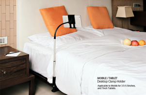 Kẹp máy tính bảng, điện thoại < 7-inch gắn bàn, giường, màu(đen)