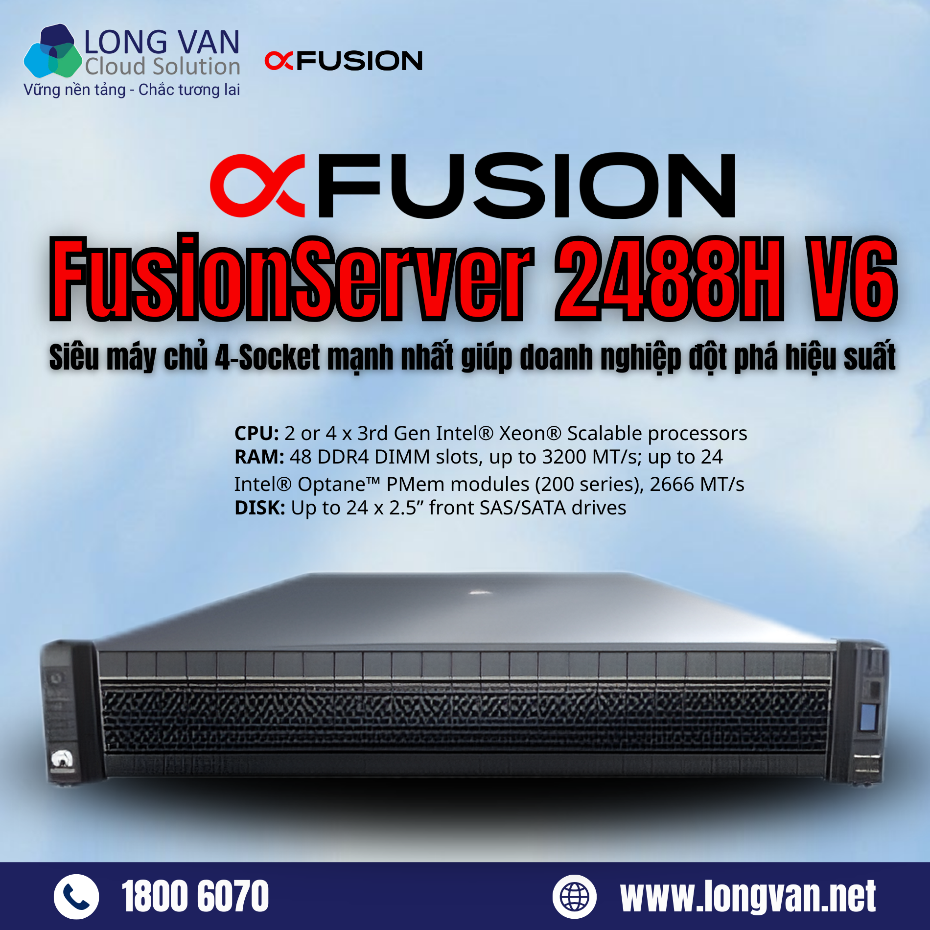 Giá FusionServer 2488H V6 mới nhất: Siêu máy chủ 4-Socket mạnh nhất giúp doanh nghiệp đột phá hiệu suất