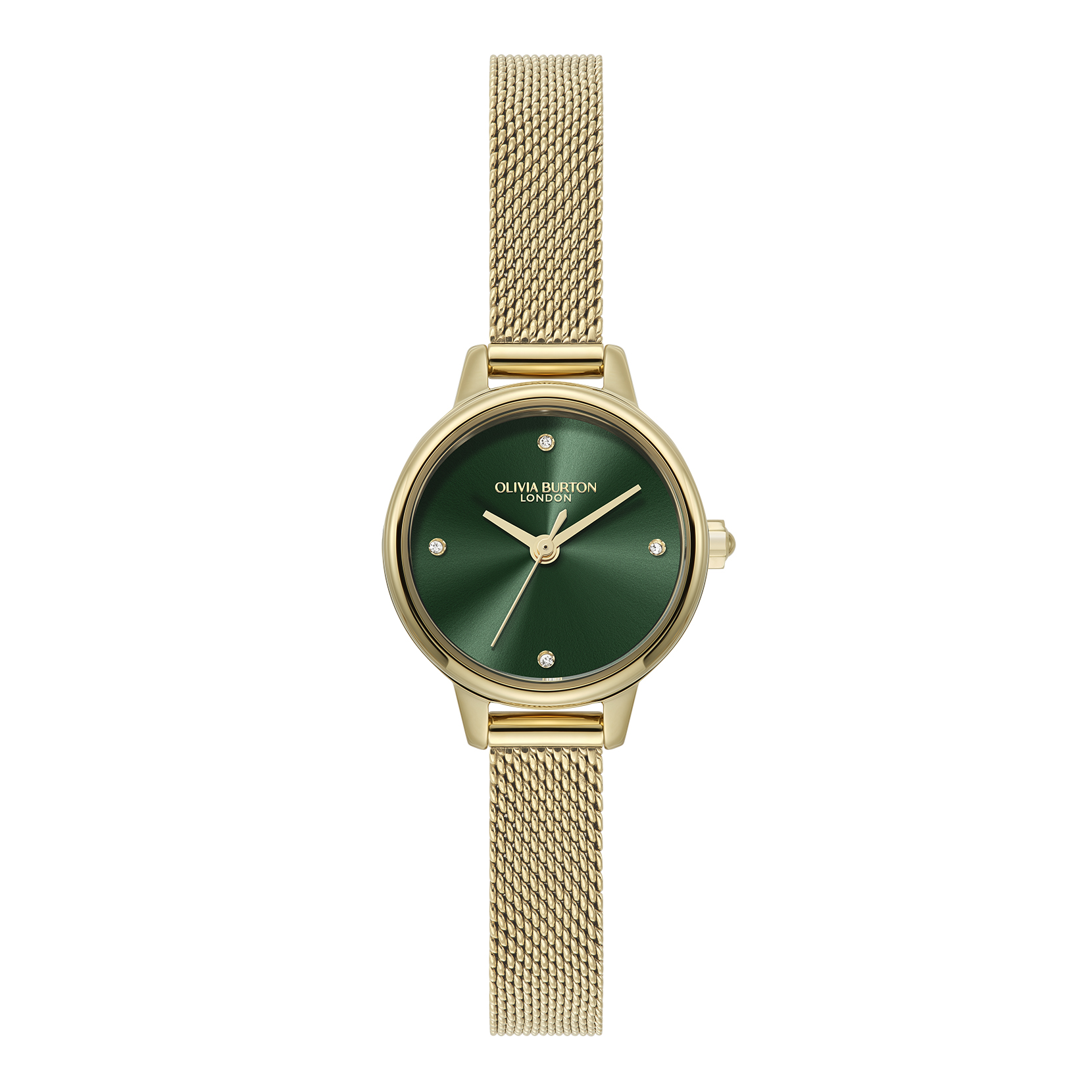 23mm Mini Forest Green & Gold Mesh Watch