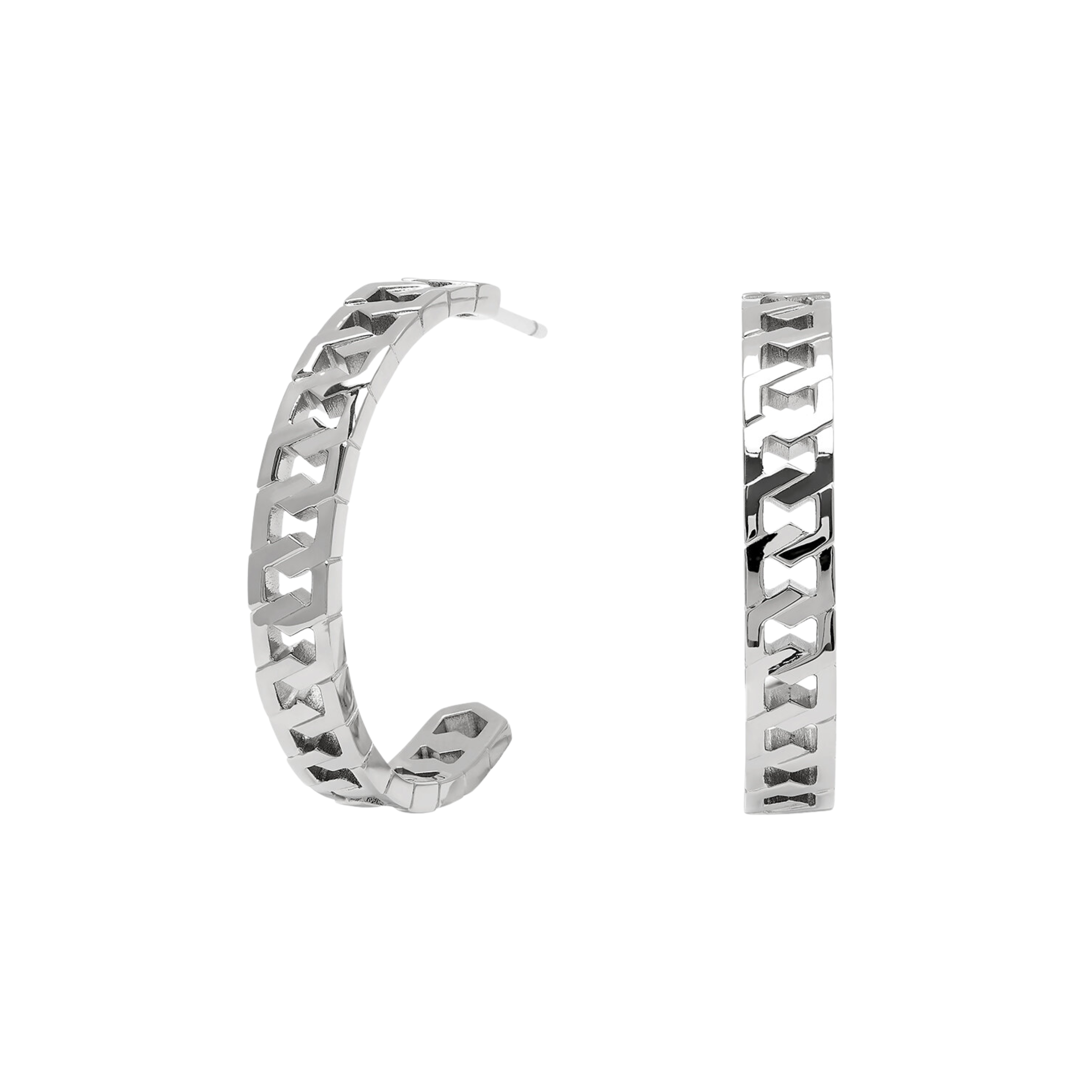 Khuyên tai Honeycomb Silver Link Hoop