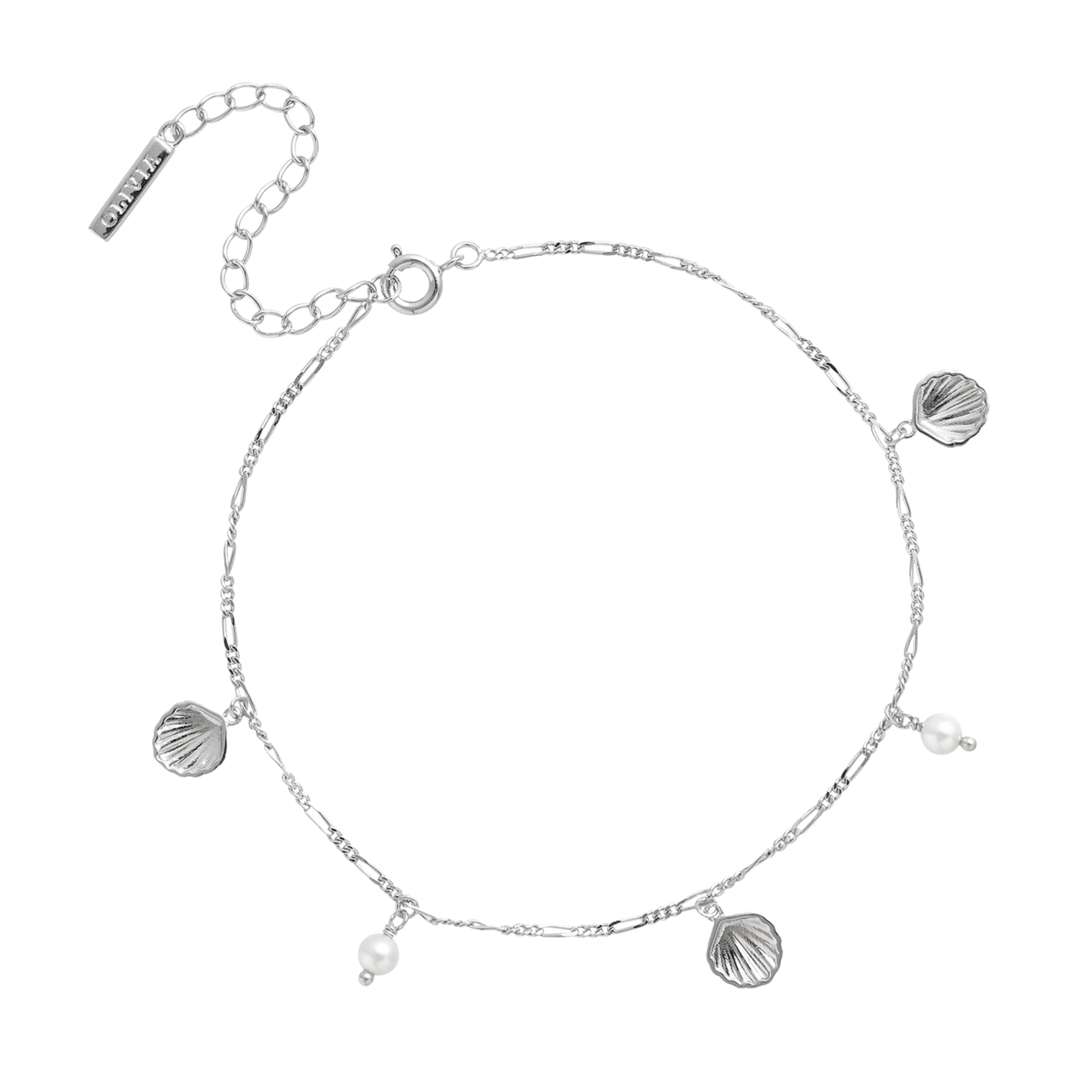 Vòng đeo chân Silver Shell & Pearl