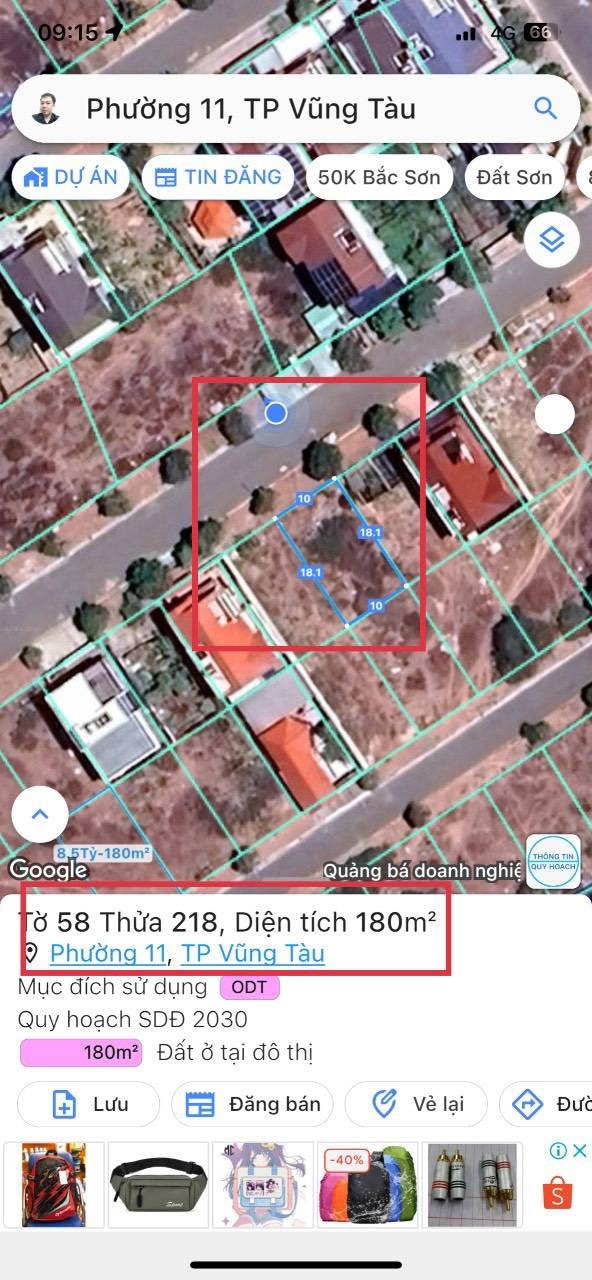 Bán lô đất biệt thự phước sơn, khu đô thị cửa ngõ vũng tàu_180m_ 10x18m_ tb_ giá chỉ 8,5 tỷ
