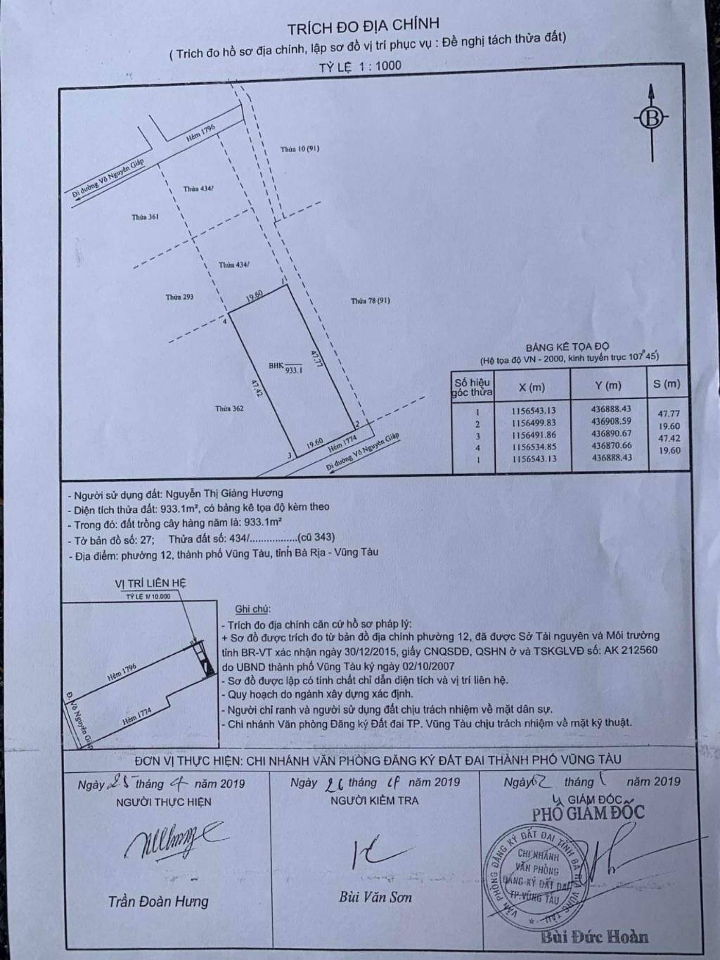 CẦN BÁN GẤP ĐẤT 2MT HẺM 1796 & 1744 ĐƯỜNG VÕ NGUYÊN GIÁP_P12_ TP VŨNG TÀU_GIÁ 8 TỶ