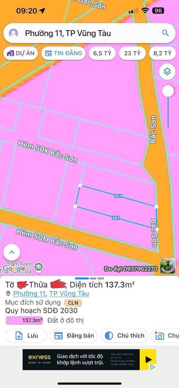 KA680_Bán đất sổ riêng Mặt Tiền đường Bắc Sơn - Phường 11_137m2 (6x22)M_TB Giá: 3,4