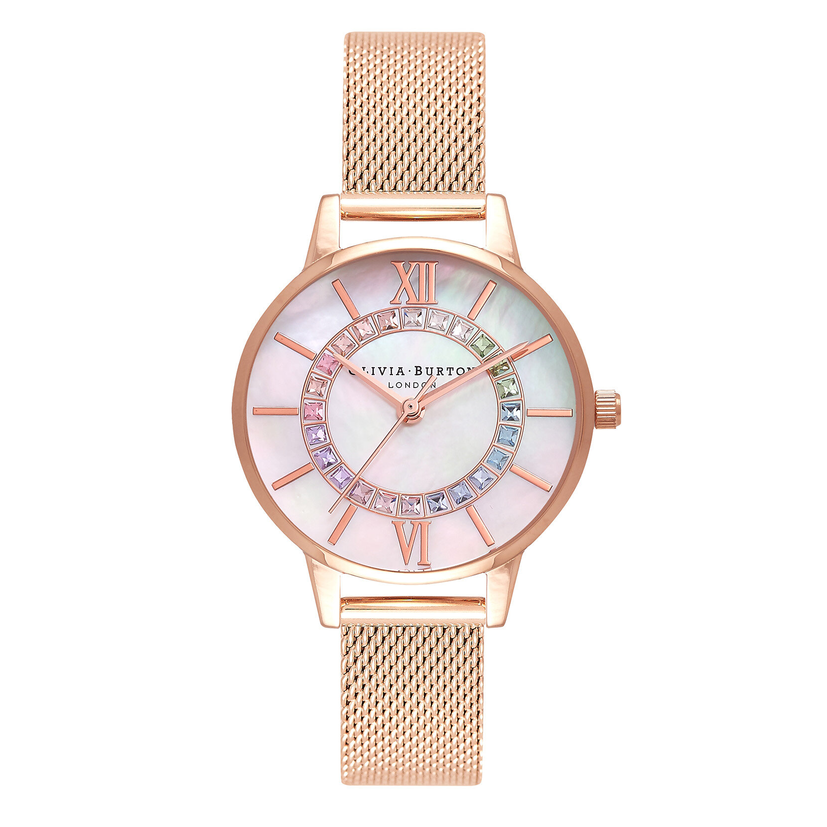 ĐỒNG HỒ OLIVIA BURTON RAINBOW BEE PALE ROSE GOLD BOUCLÉ MESH-HC
